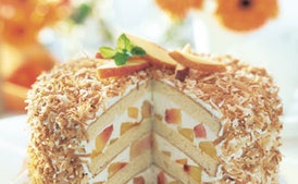 Pastel de Capa de Coco y Durazno