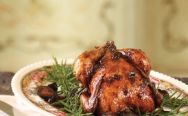 Gallina de Cornualles en Vino de Oporto y Conserva de Higos