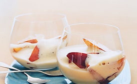Sabayón de Durazno con Duraznos Balsámicos