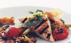 Ensalada de trigo con tofu a la parrilla
